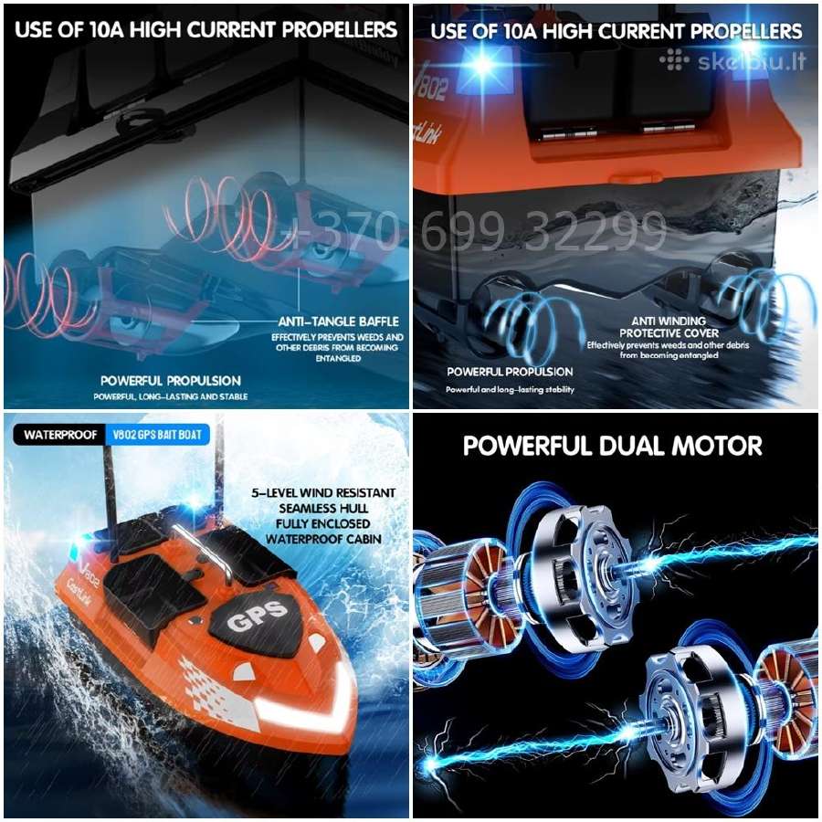 Flytec V802 Pro pašarų laivelis su GPS 160 taškų - nuotraukos Nr. 14