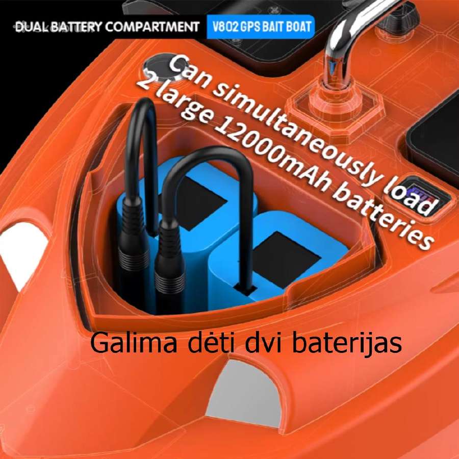 Flytec V802 Pro pašarų laivelis su GPS 160 taškų - nuotraukos Nr. 15