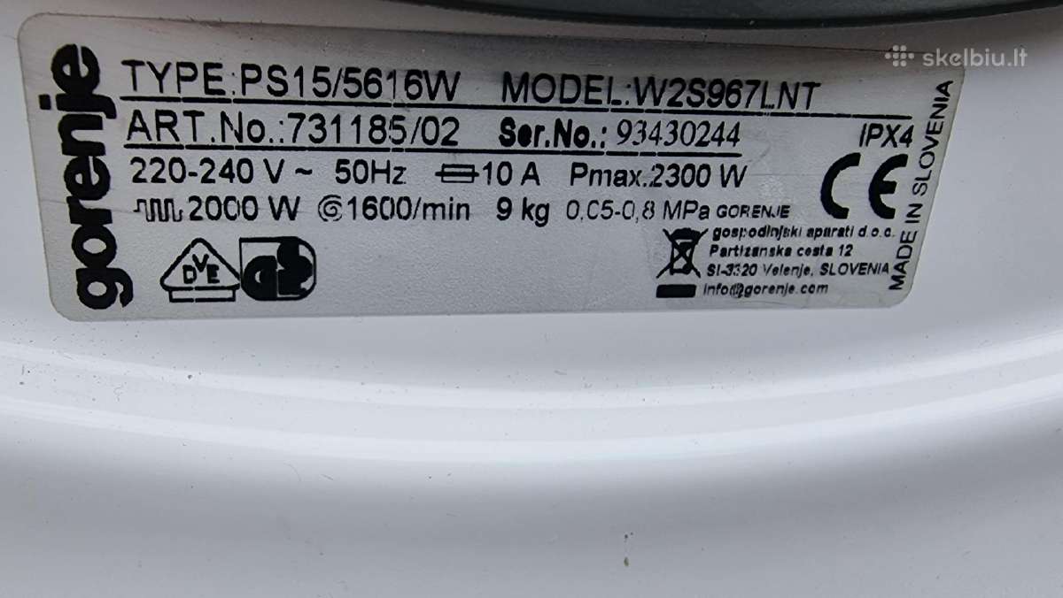 W2s967lnt , 9kg /1600aps/min, +garantija - nuotraukos Nr. 13