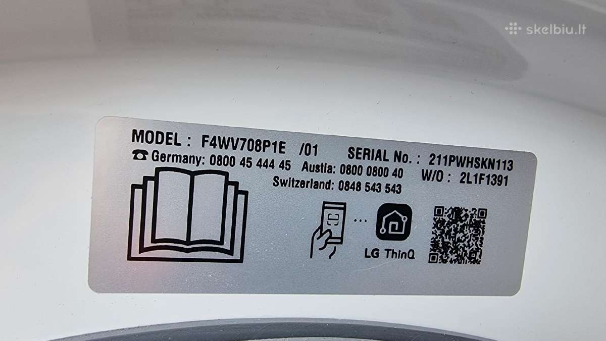 LG F4wv708p1e , 8 kg + garantija - nuotraukos Nr. 24