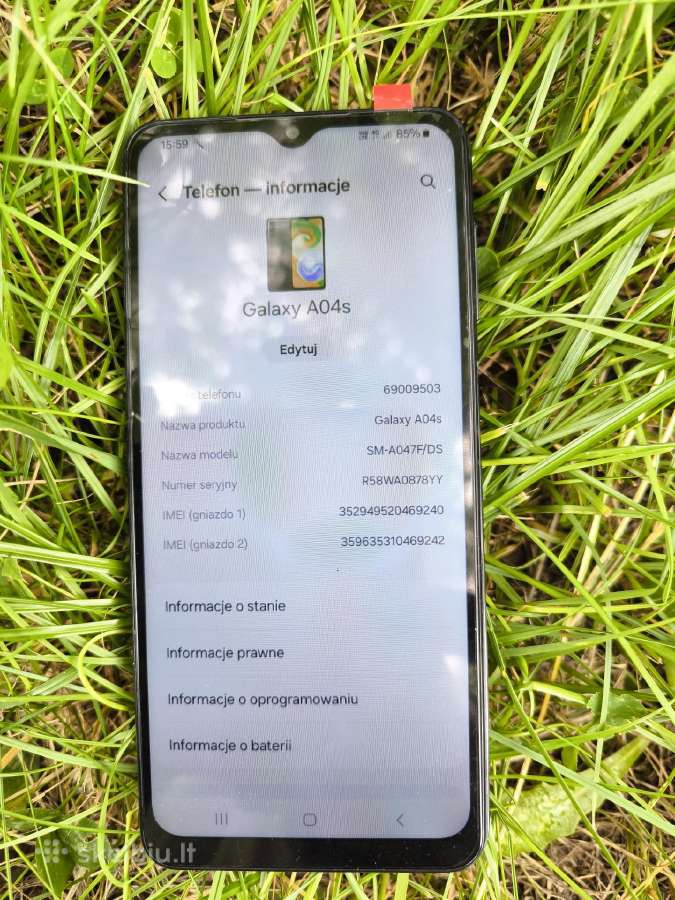 Juodas Sm A04s 4/64gb Android 14 ir greit detalės