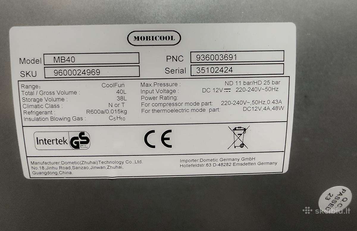 Naujas nešiojamas šaldytuvas Mobicool Mb40 - nuotraukos Nr. 10