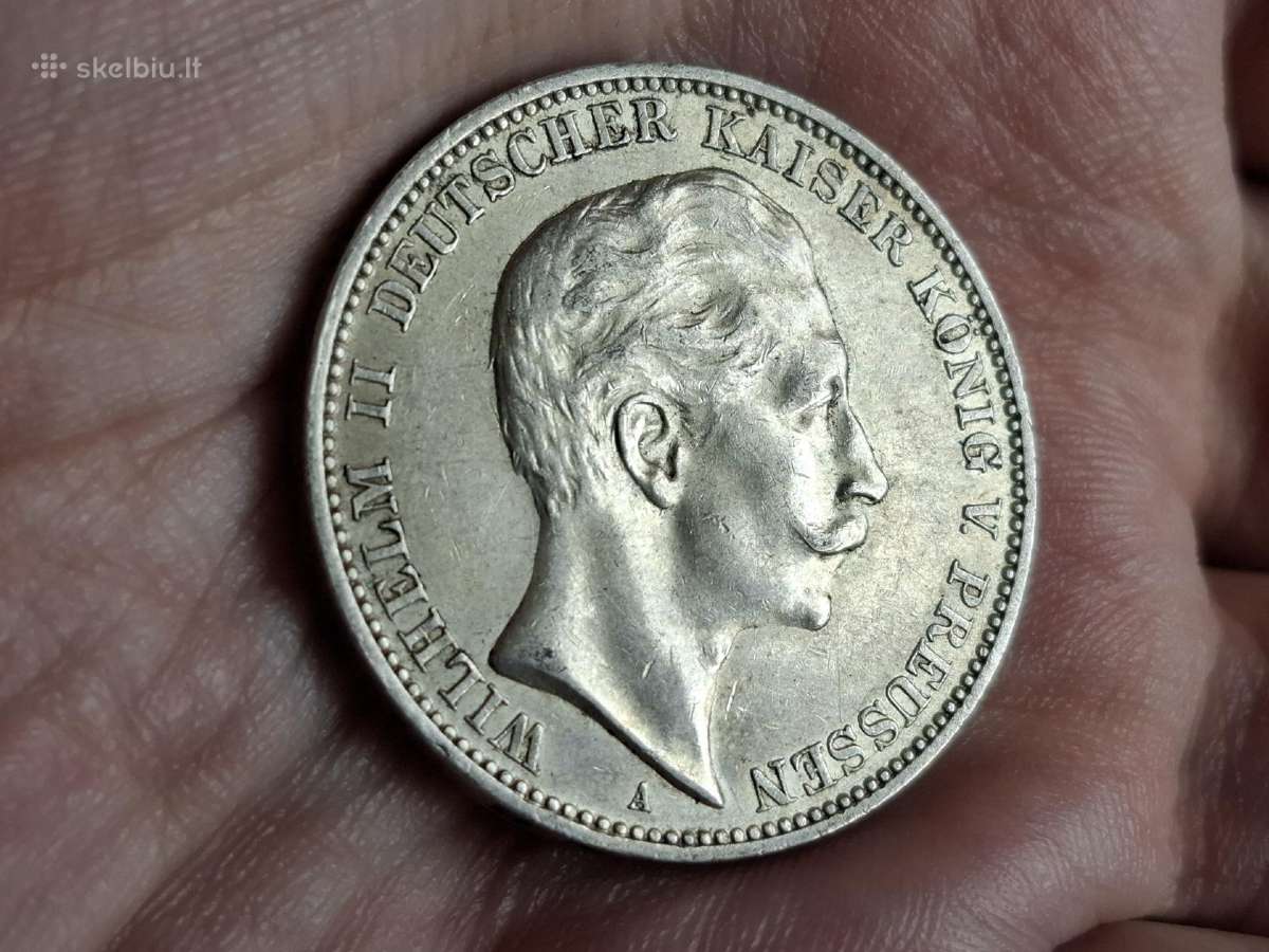Prūsija 3 mark 1912 sidabras - nuotraukos Nr. 2