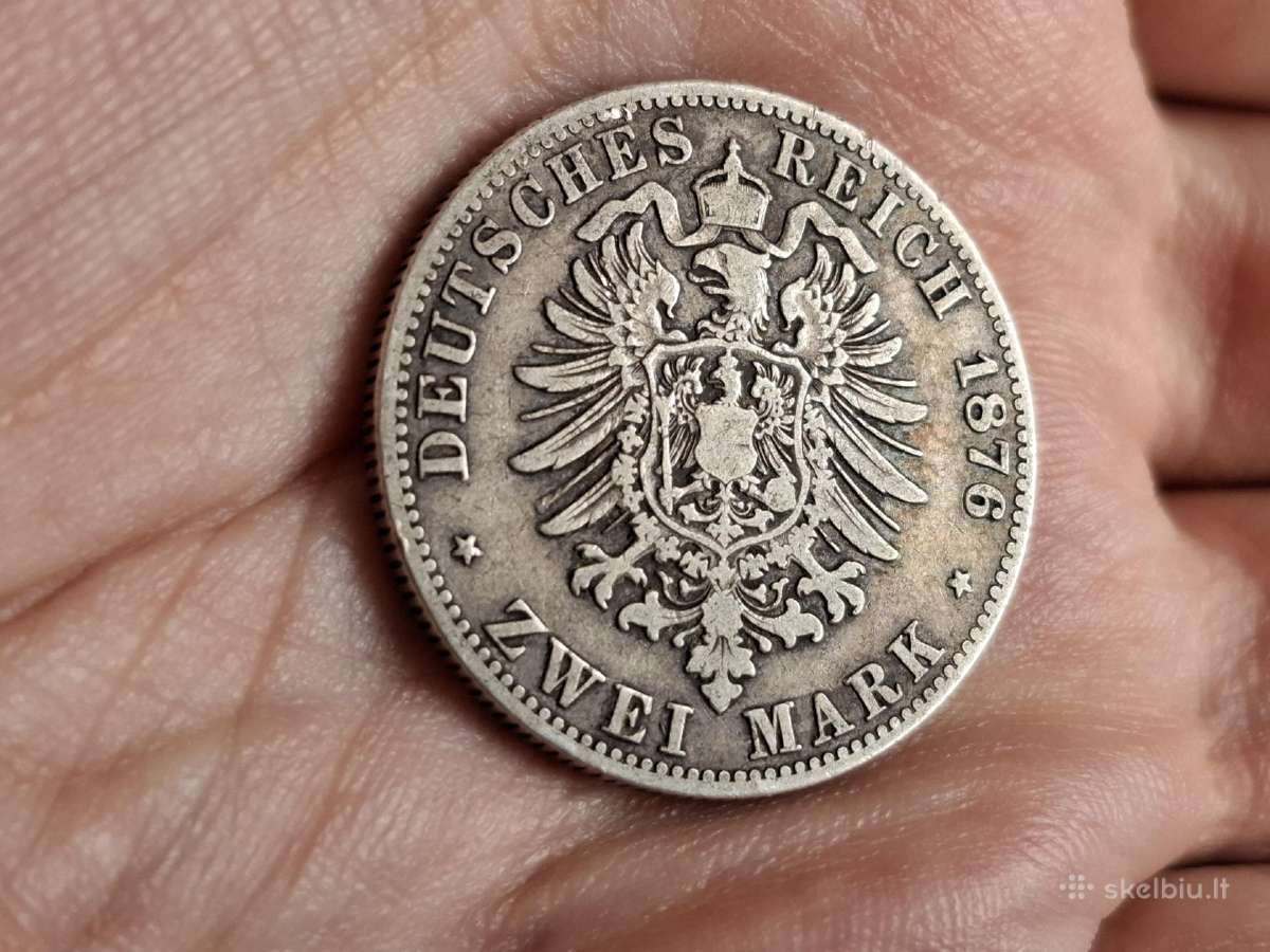 Prūsija 2 mark 1876 sidabras