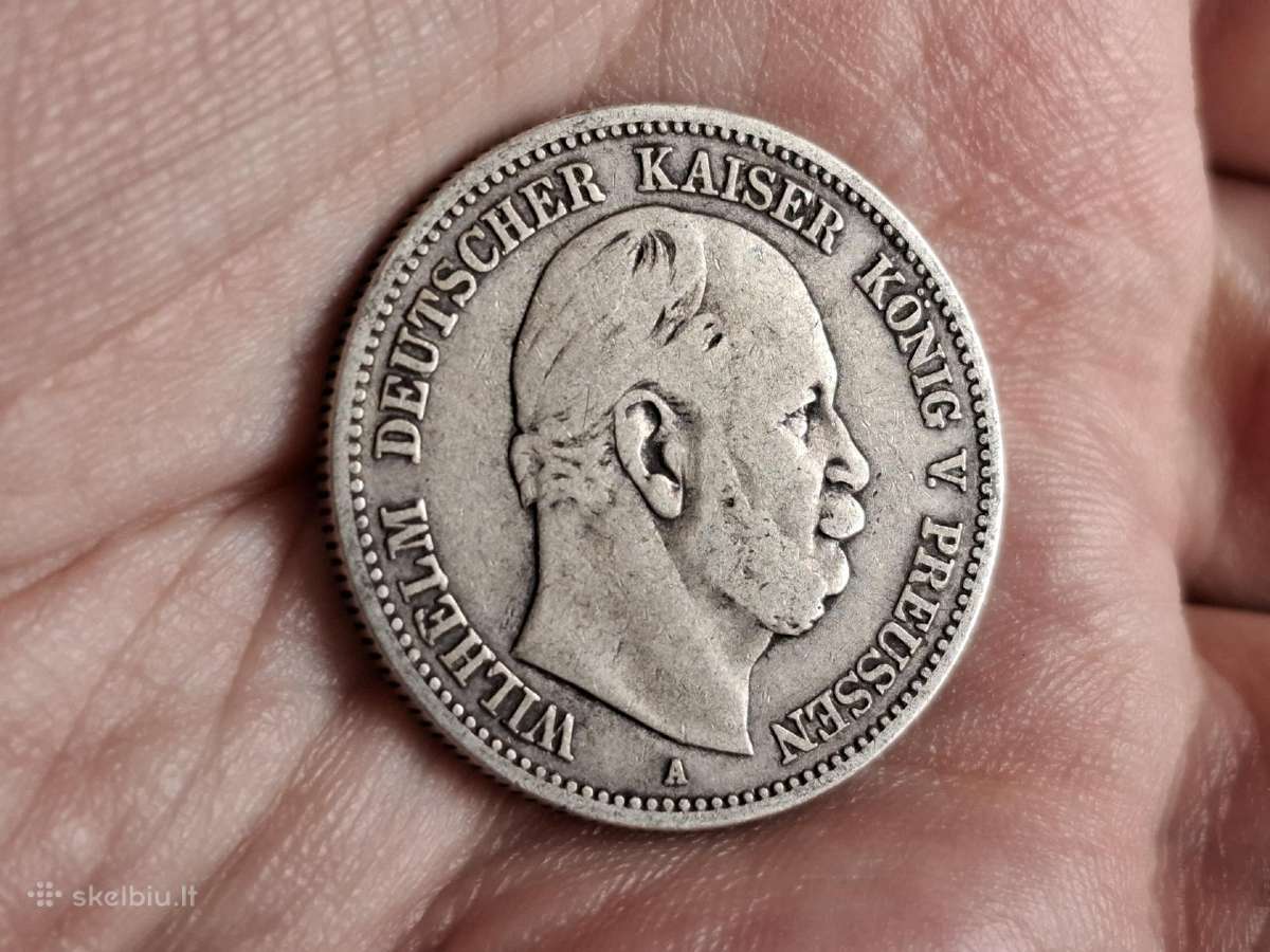 Prūsija 2 mark 1876 sidabras - nuotraukos Nr. 2