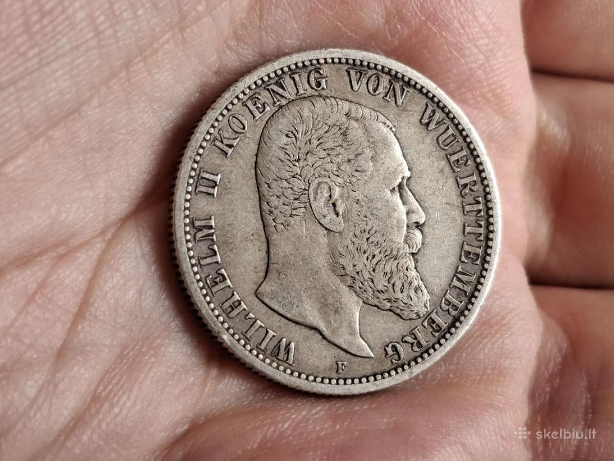 Viurtembergas 2 mark 1896 sidabras - nuotraukos Nr. 2