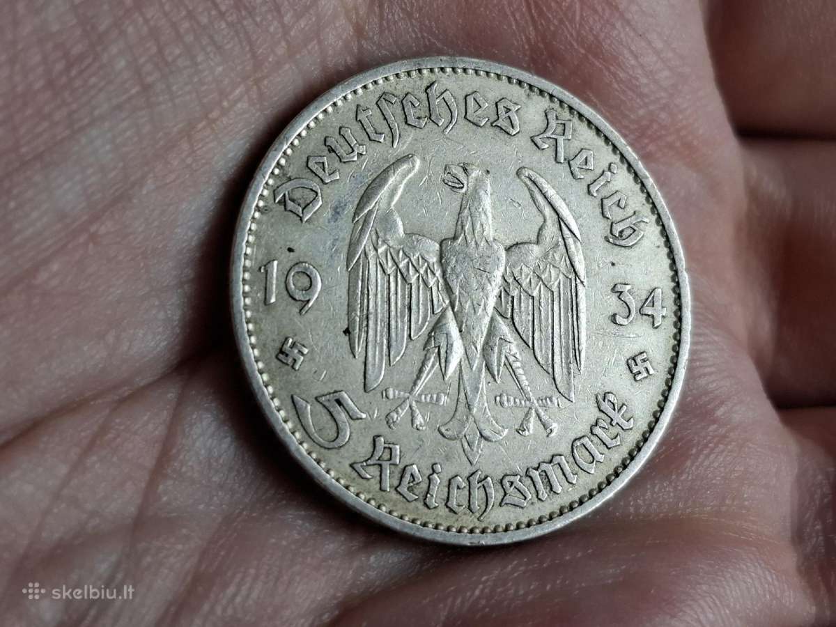 Vokietija 5 mark 1934 sidabras proginė
