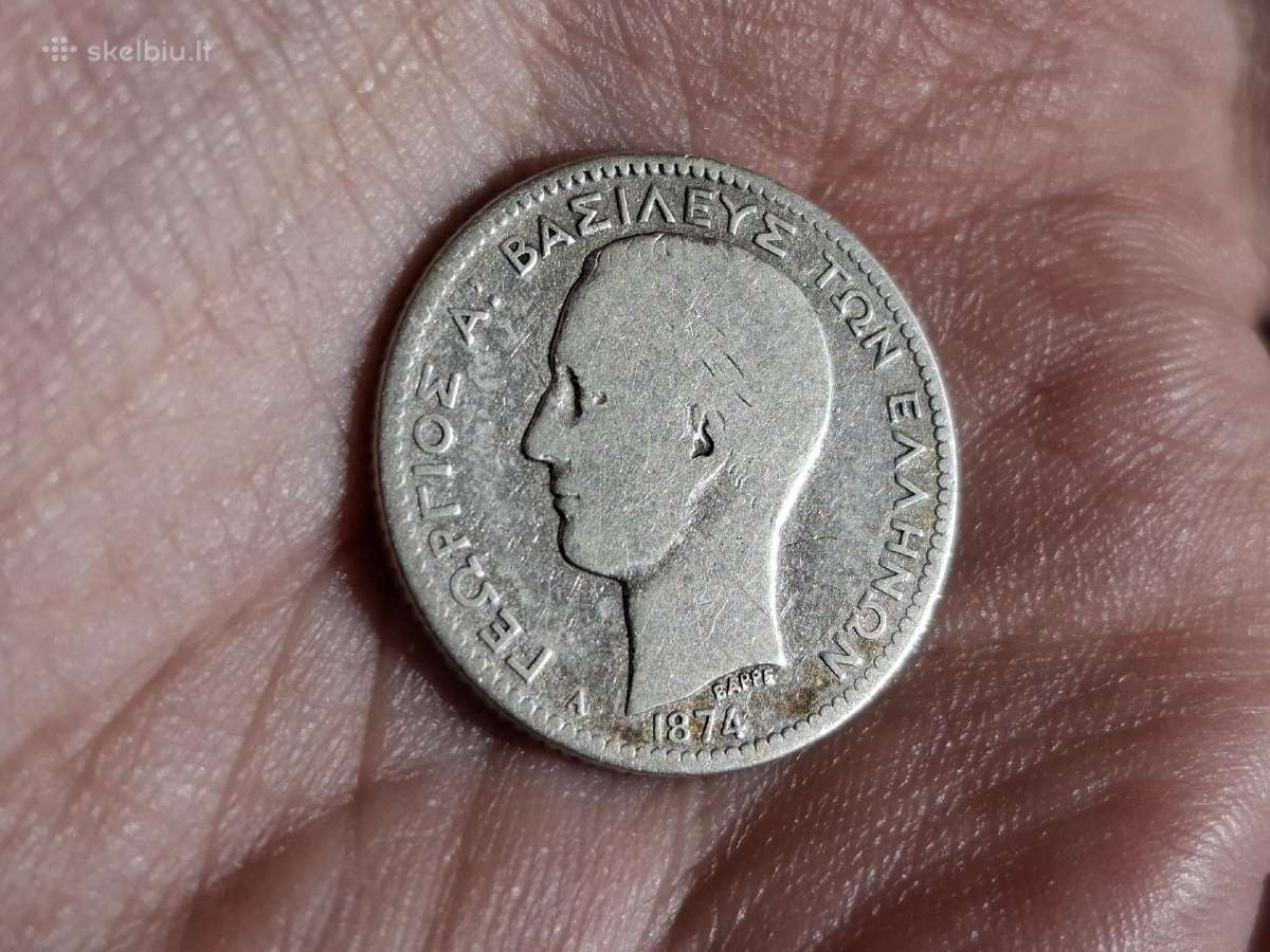 Graikija 1 drachma 1874 sidabras - nuotraukos Nr. 2