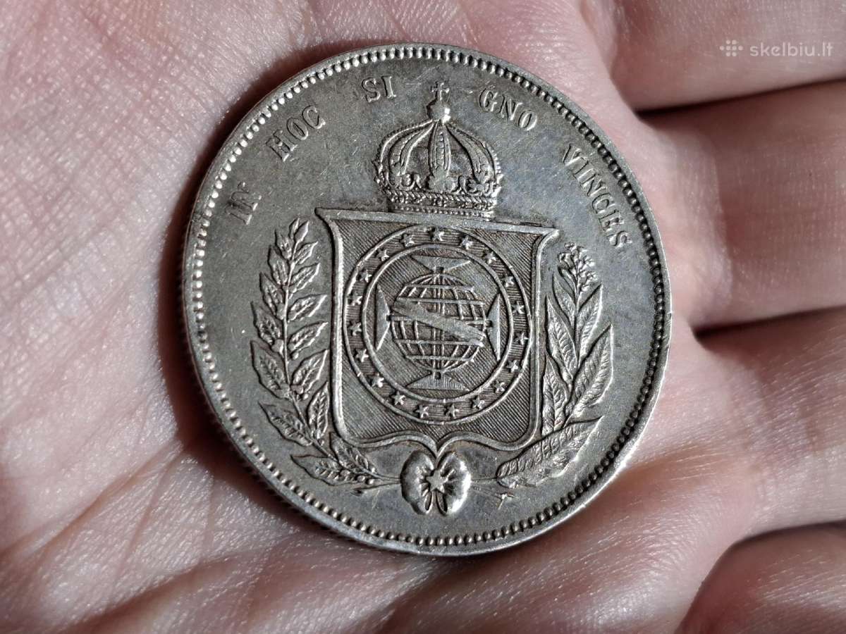 Brazilija 2000 reis 1863 sidabras - nuotraukos Nr. 2