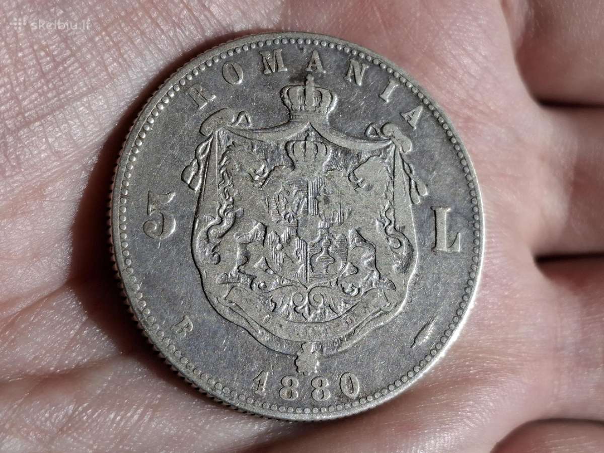 Rumunija 5 lei 1880 sidabras