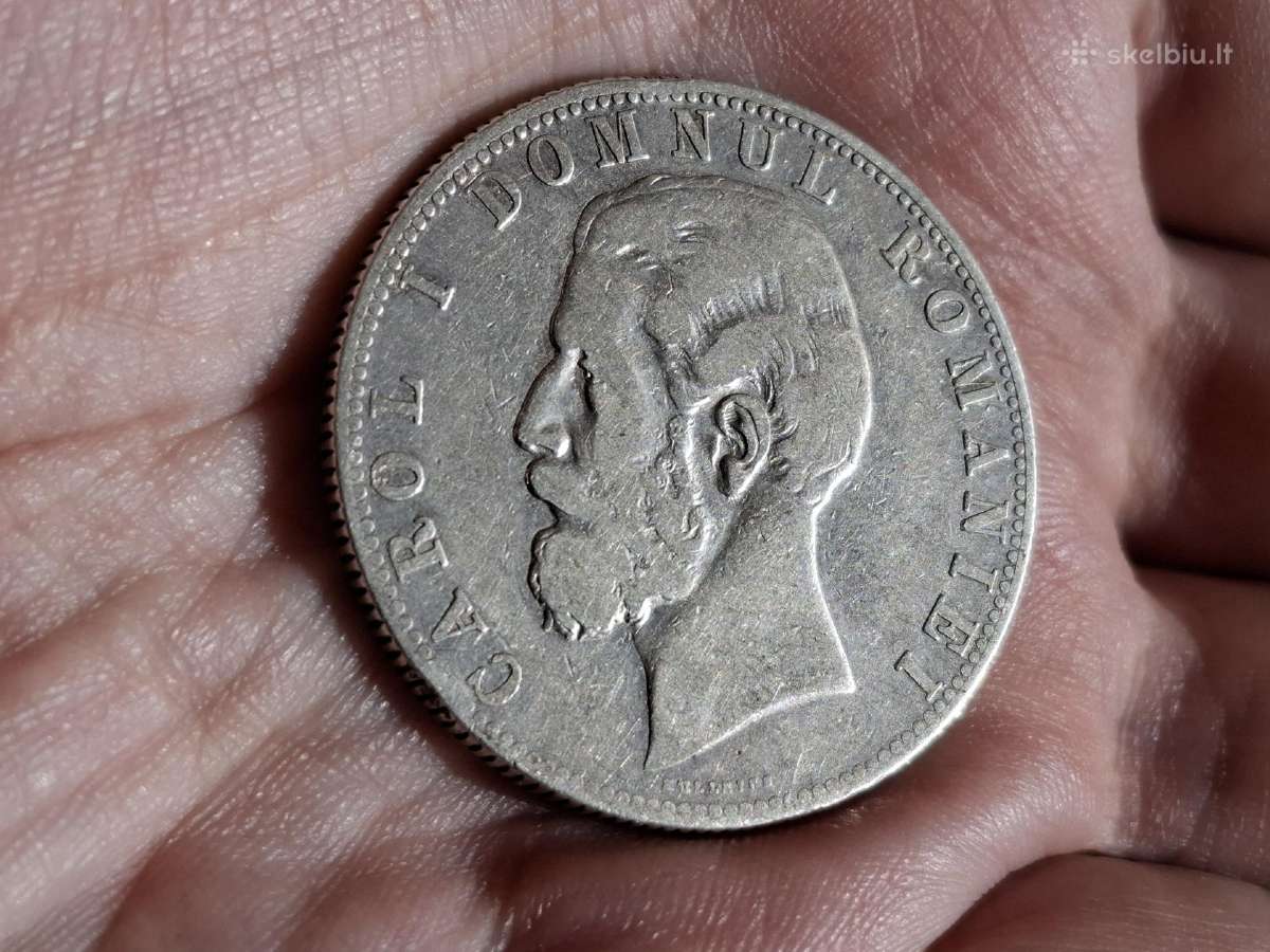 Rumunija 5 lei 1880 sidabras - nuotraukos Nr. 2
