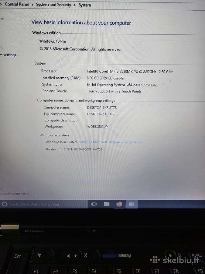 Lenovo thinkpad t520 - nuotraukos Nr. 2