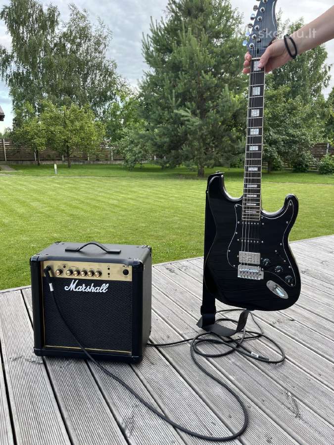 Elektrinė gitara stagg su marshall garso kubu