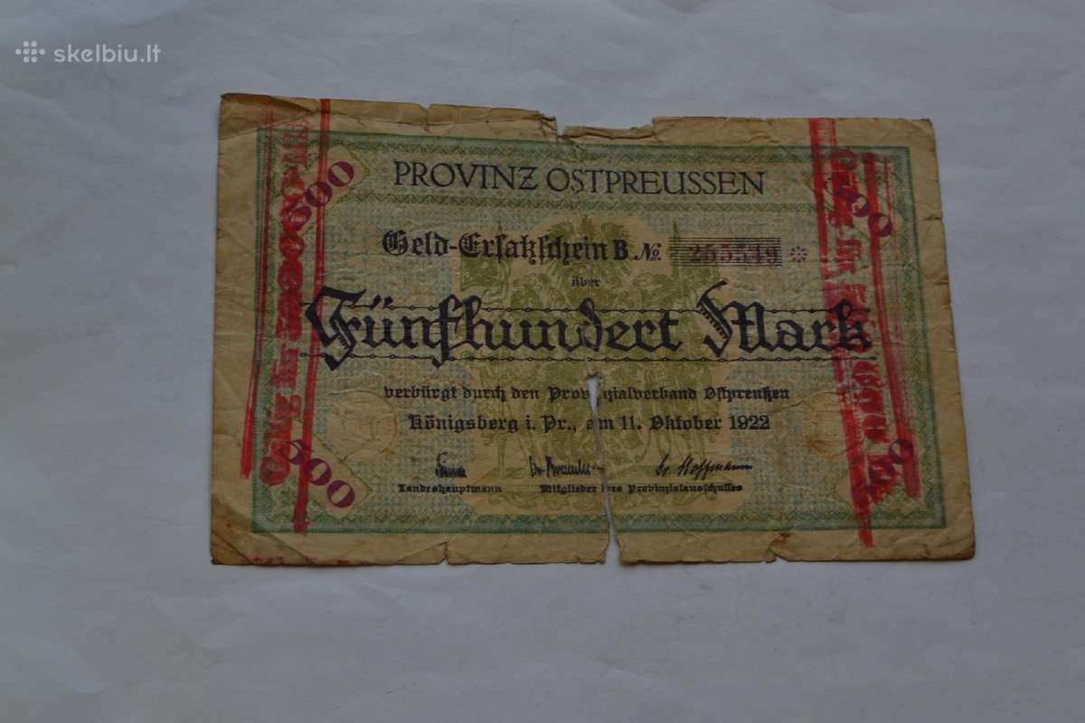 500 Karaliauciaus markiu 1922 m.