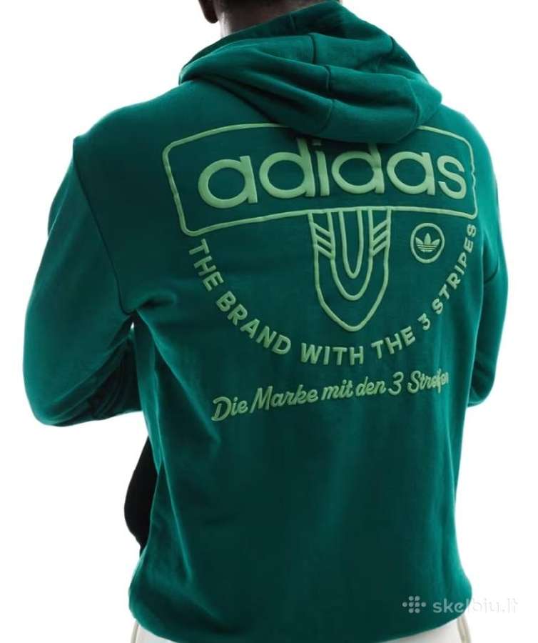 Džemperis su gobtuvu Adidas Grfx Collegiate Green