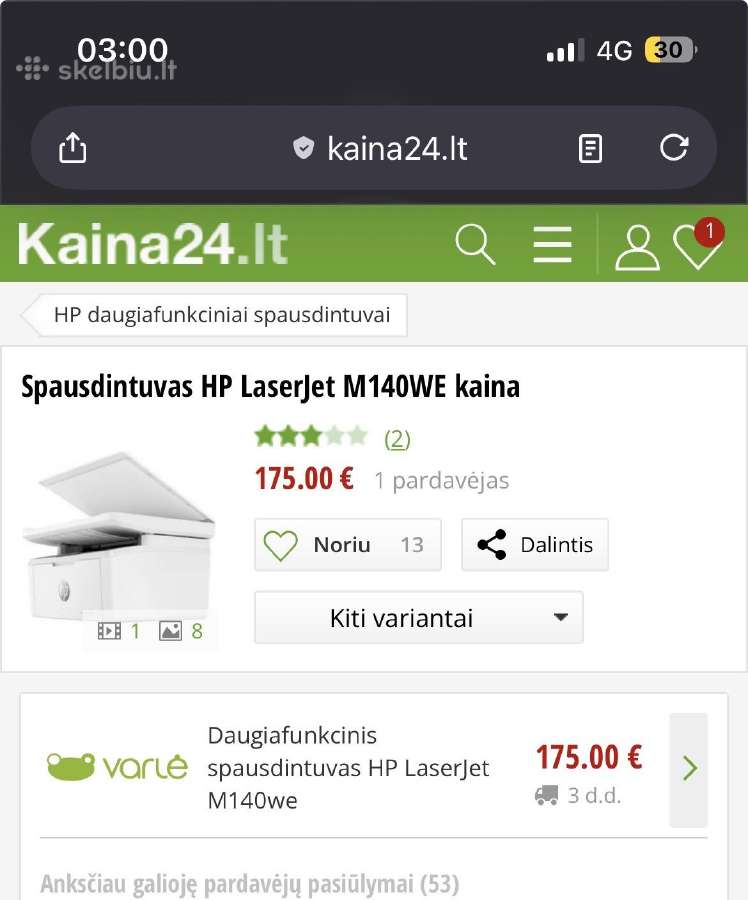 Hp laserjet 140we pigiai - nuotraukos Nr. 4