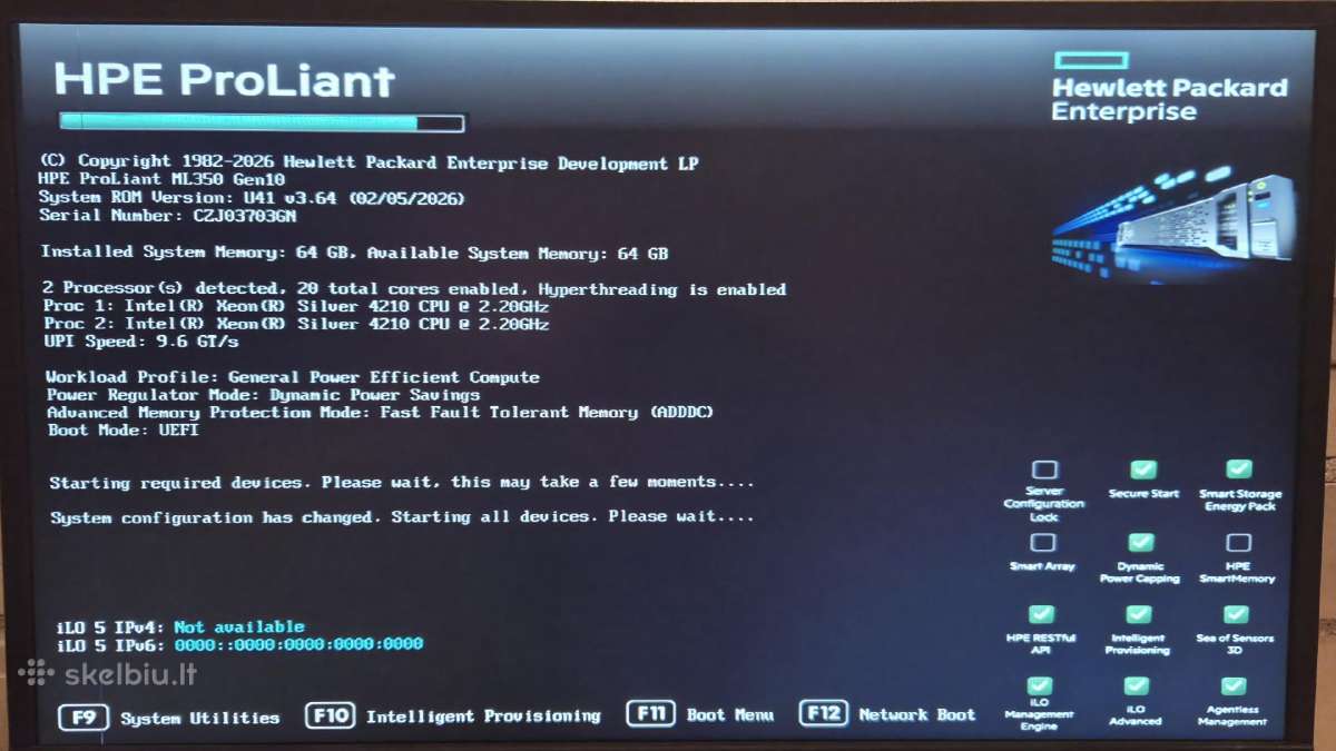 Hp Ml350 Gen10 xeon 4210 RAM 64gb