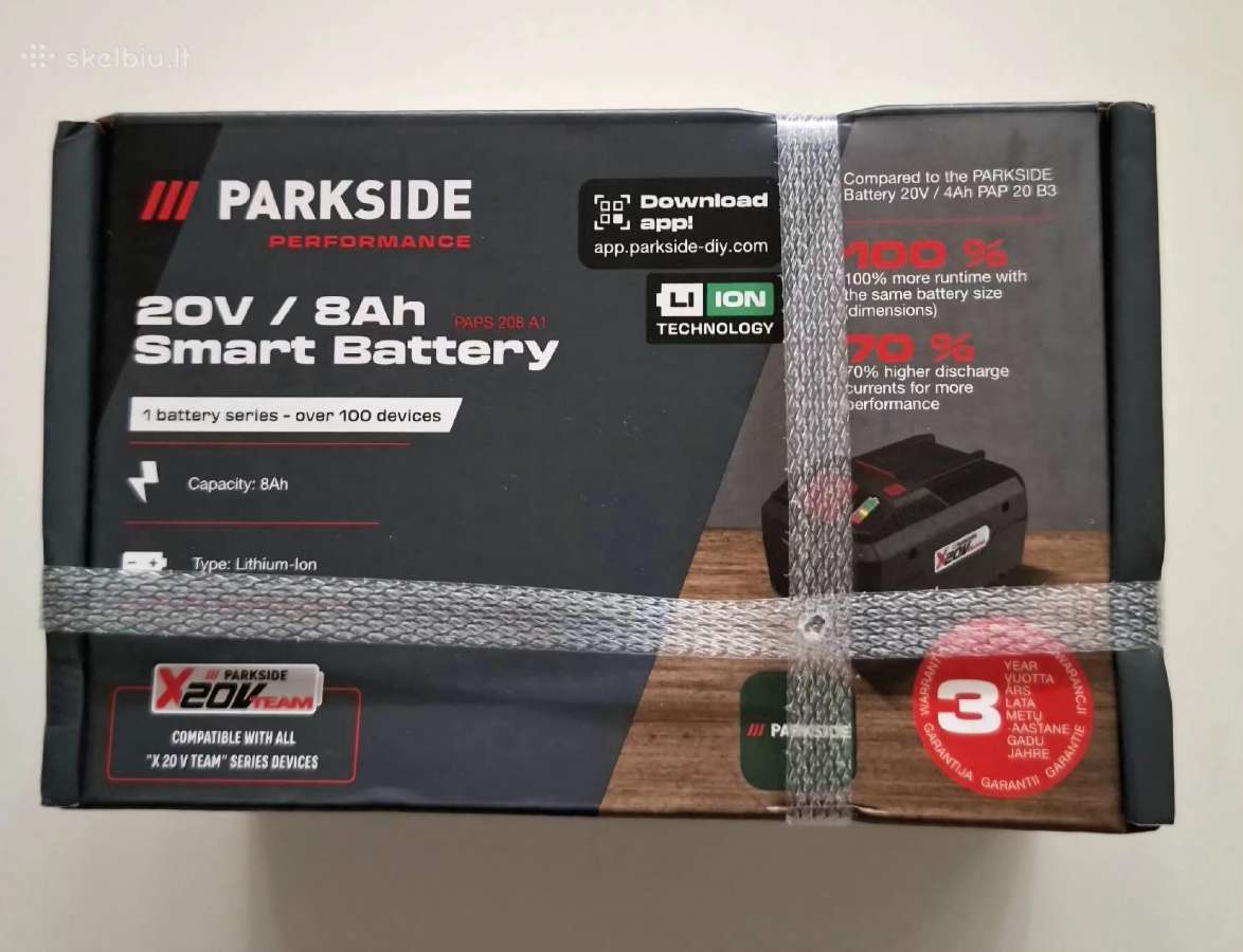 Nauji Parkside 20v smart 8ah ir 4ah akumuliatoriai