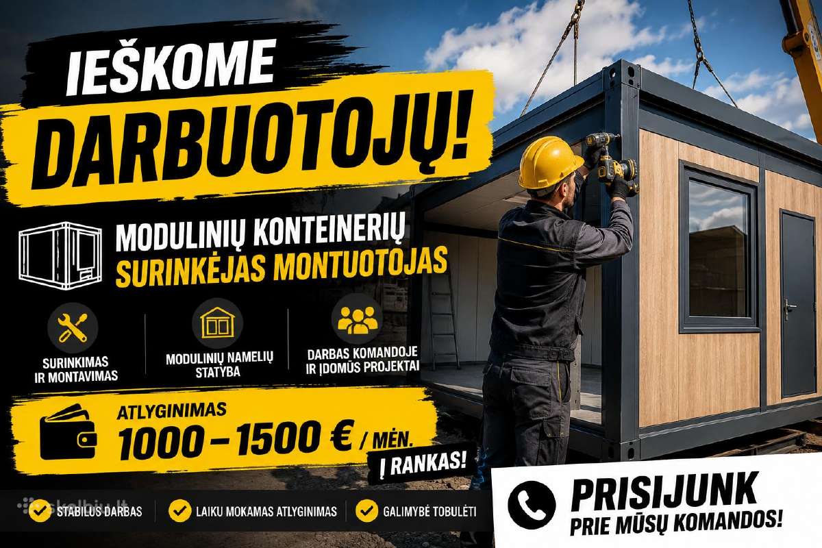 Modulinių konteinerių surinkėjas montuotojas