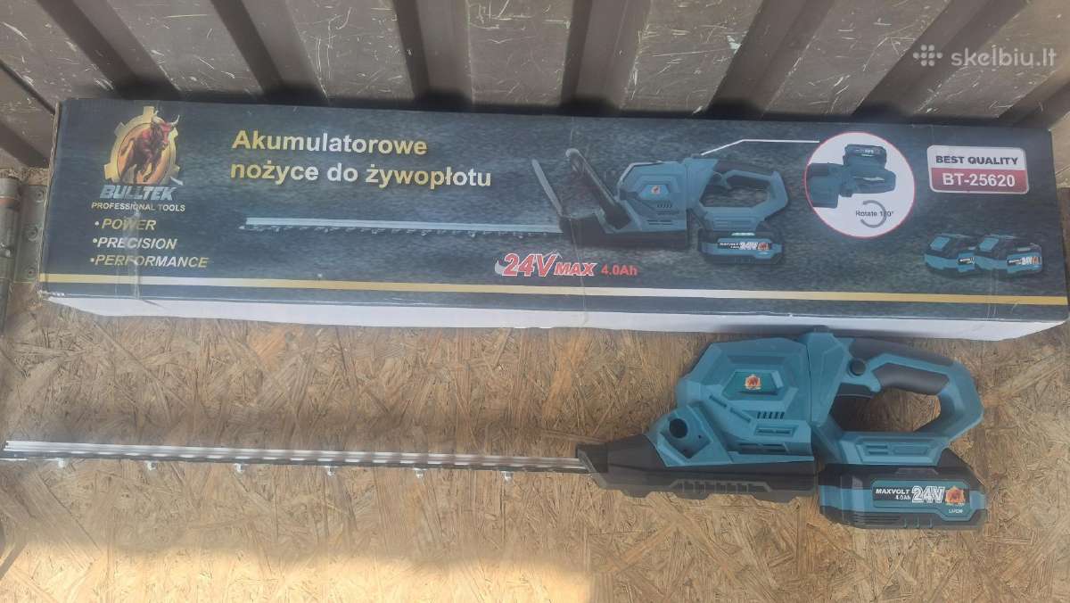 Akumuliatorinės gyvatvorių žirklės 24v 2x4ah