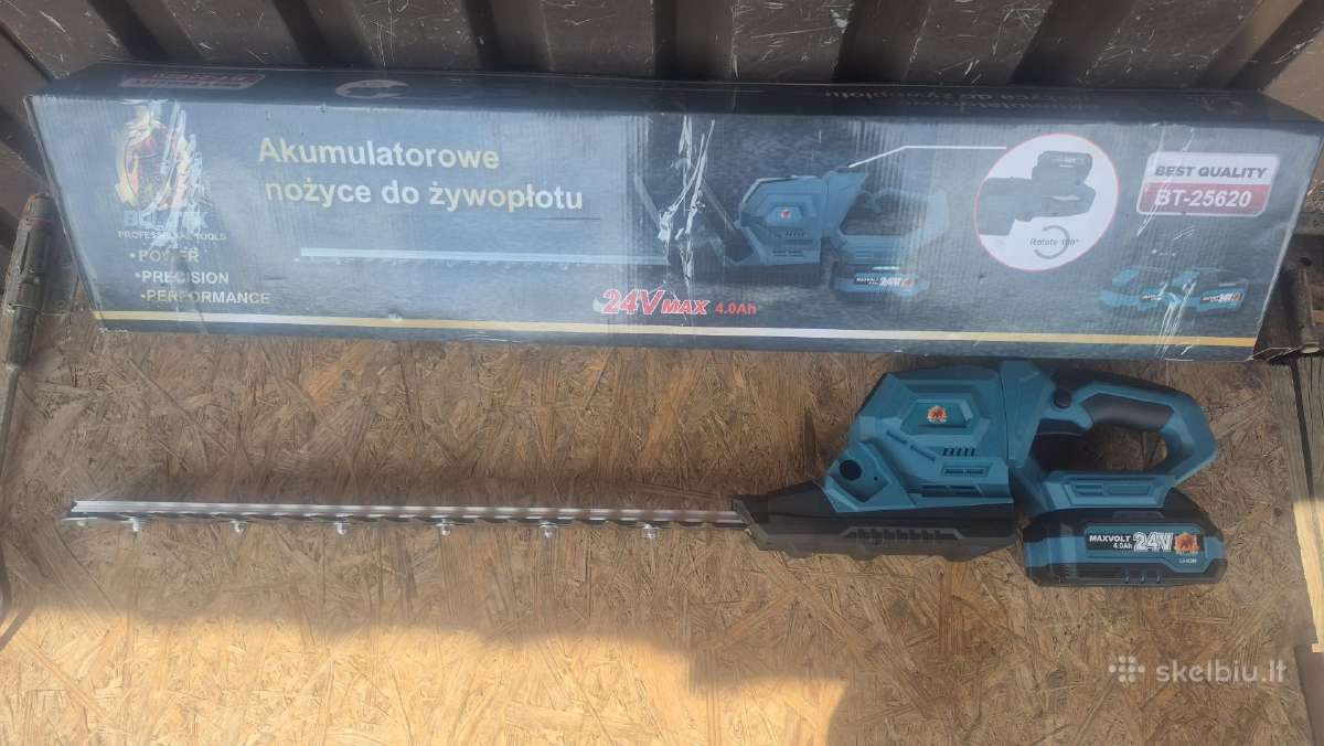 Akumuliatorinės gyvatvorių žirklės 24v 2x4ah - nuotraukos Nr. 2