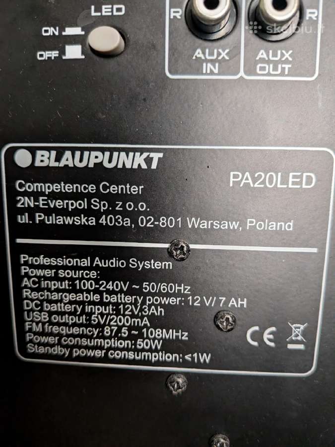 Blaupunkt Pa20led aktyvi kolonėlė su LED - nuotraukos Nr. 3