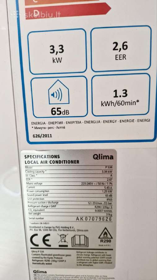 Pastatomas oro kondicionierius Qlima P534 - nuotraukos Nr. 2