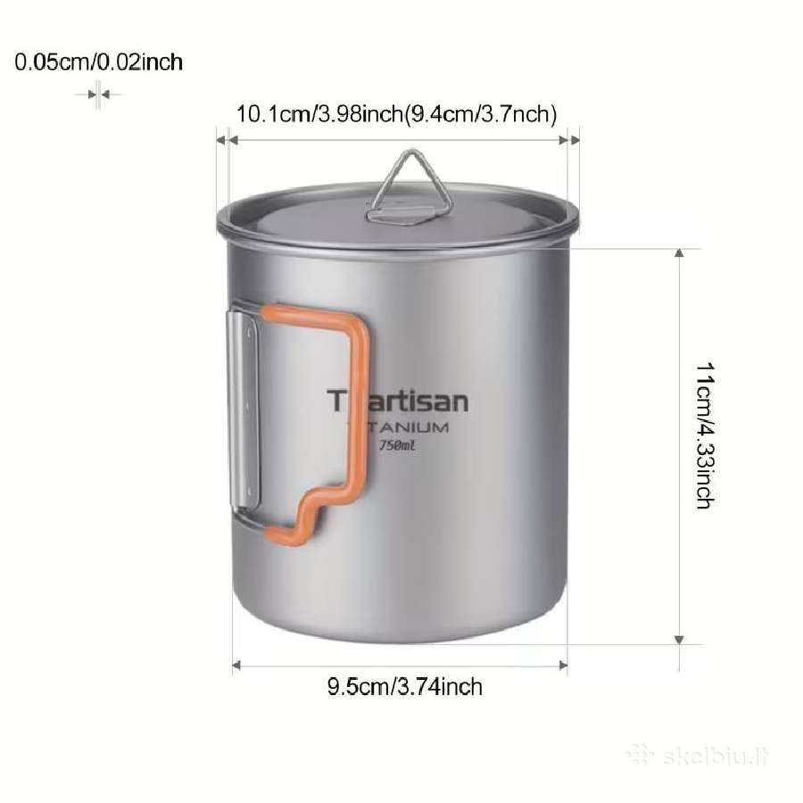 Titaninis turistinis puodelis-puodas „tiartisan“ ( - nuotraukos Nr. 4