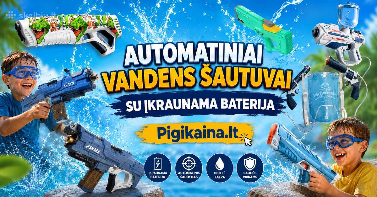 Automatinis vandens šautuvas, su įkraunama baterij