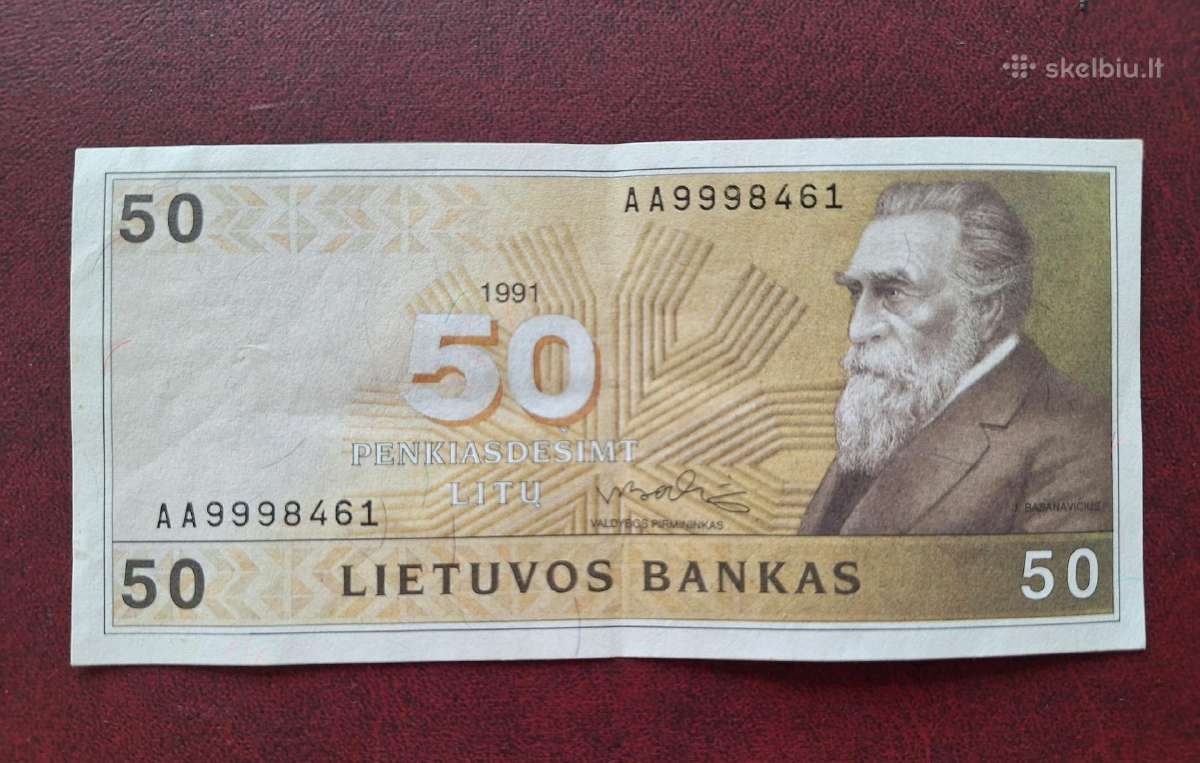 Lietuva banknotai 1991 m litai - nuotraukos Nr. 5