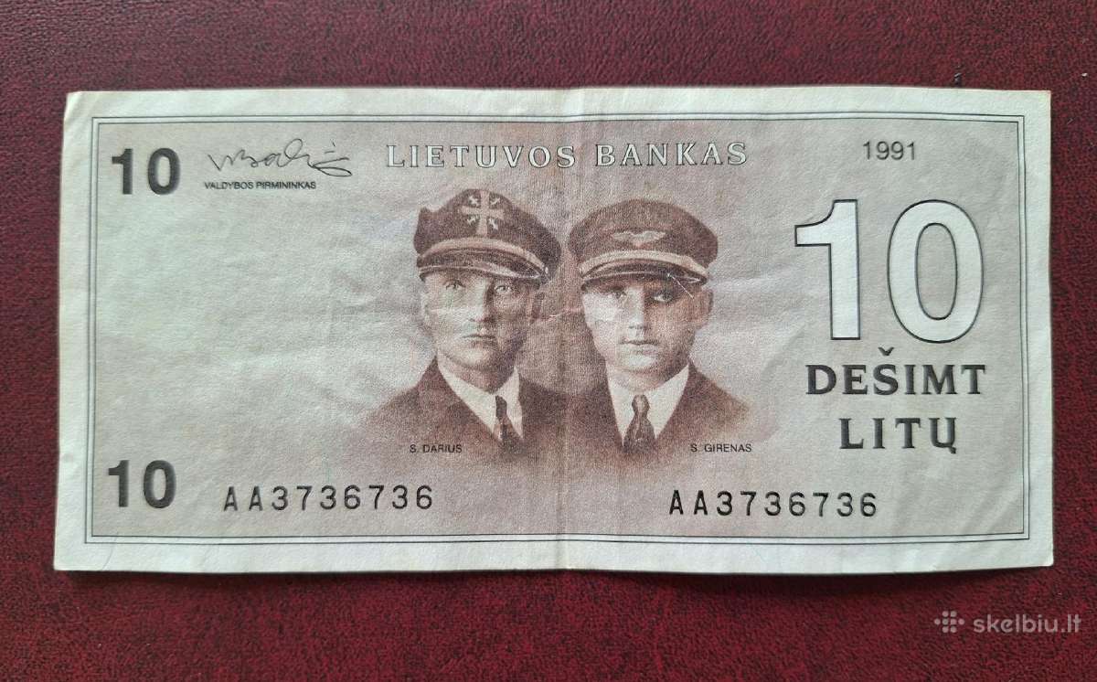 Lietuva banknotai 1991 m litai - nuotraukos Nr. 7