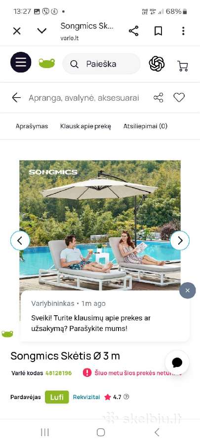 Lauko skėtis su apšvietimu