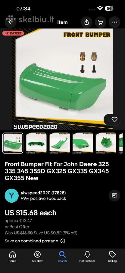 John Deere bamperis