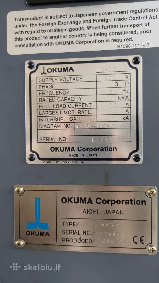 Vertikalus CNC Okuma apdirbimo centras - nuotraukos Nr. 2