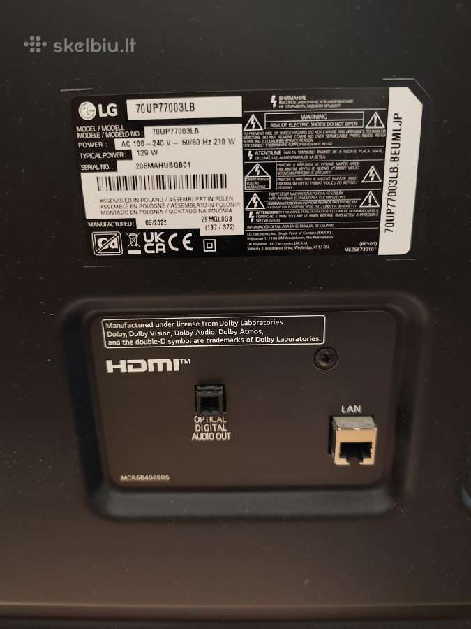 Parduodamas 70 colių (178 cm) LG 4k Smart televizo - nuotraukos Nr. 2