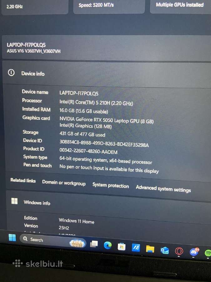 Asus V16 Rtx 5050 8gb 16gb RAM 144hz