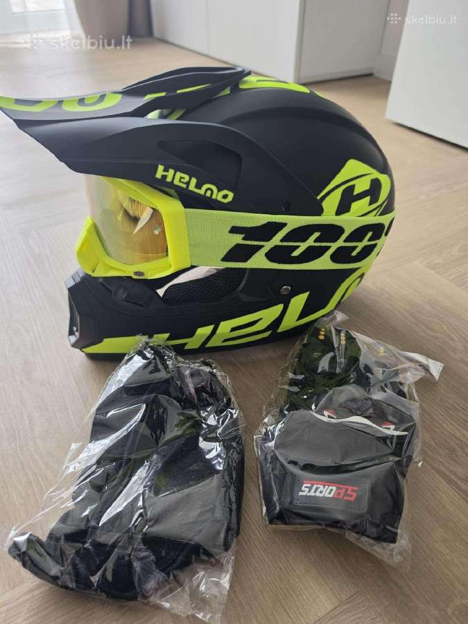 Motociklo BMX motokroso šalmas L 57-58cm + akiniai
