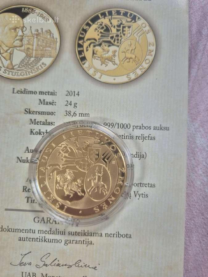 Parduodu paauksuotus medalius su sertifikatais - nuotraukos Nr. 3