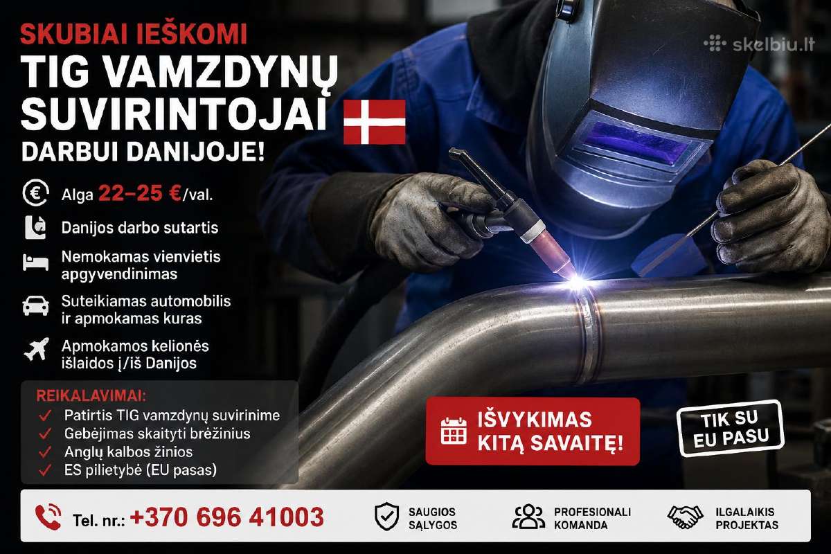 Tig Vamzdynų Suvirintojai Darbui Danijoje