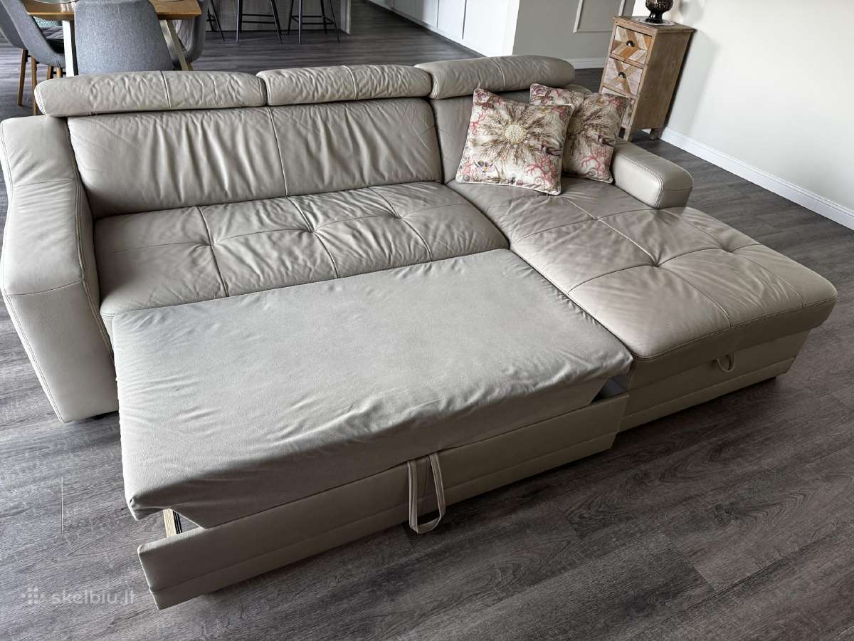 Nuostabi odinė sofa su miegojimo funkcija - nuotraukos Nr. 2