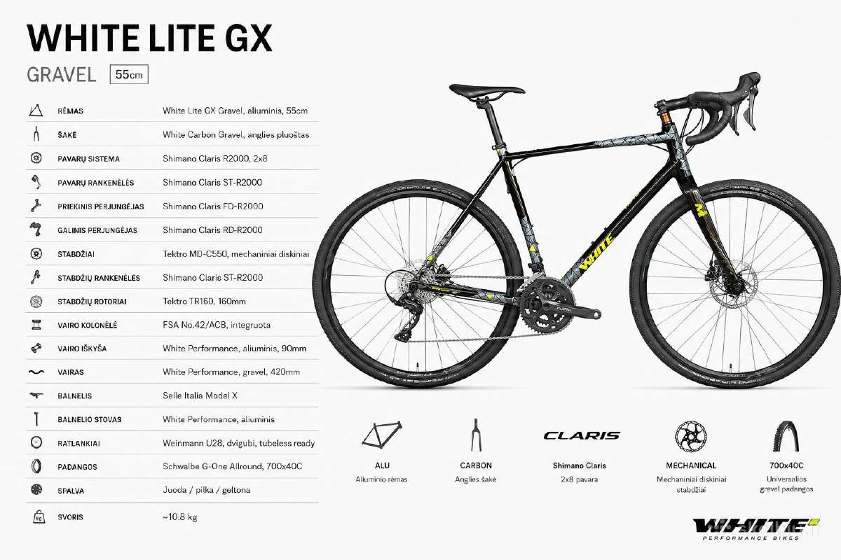 White Lite GX Gravel dviratis – 55 cm L dydis