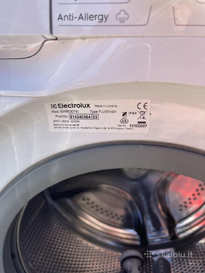 Skalbimo mašina Electrolux 7kg, 45cm gylis - nuotraukos Nr. 8