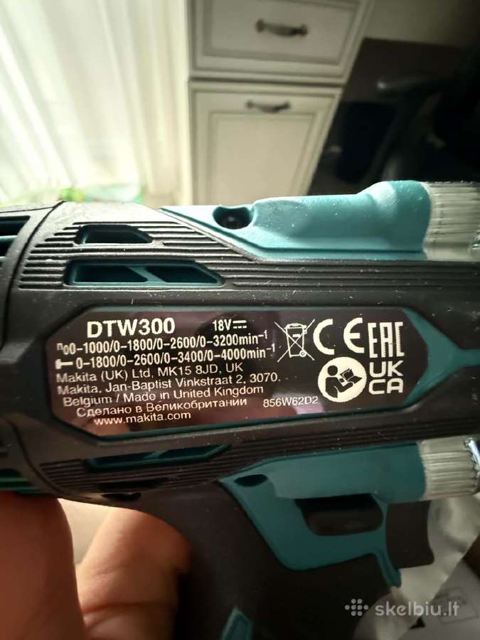 Akumuliatorinis veržliasukis Makita Dtw300z, 18 V - nuotraukos Nr. 3