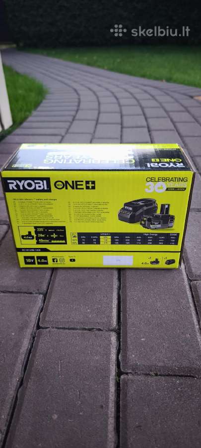 Ryobi One+ akumuliatorius 4ah + pakrovėjas, nauji. - nuotraukos Nr. 2