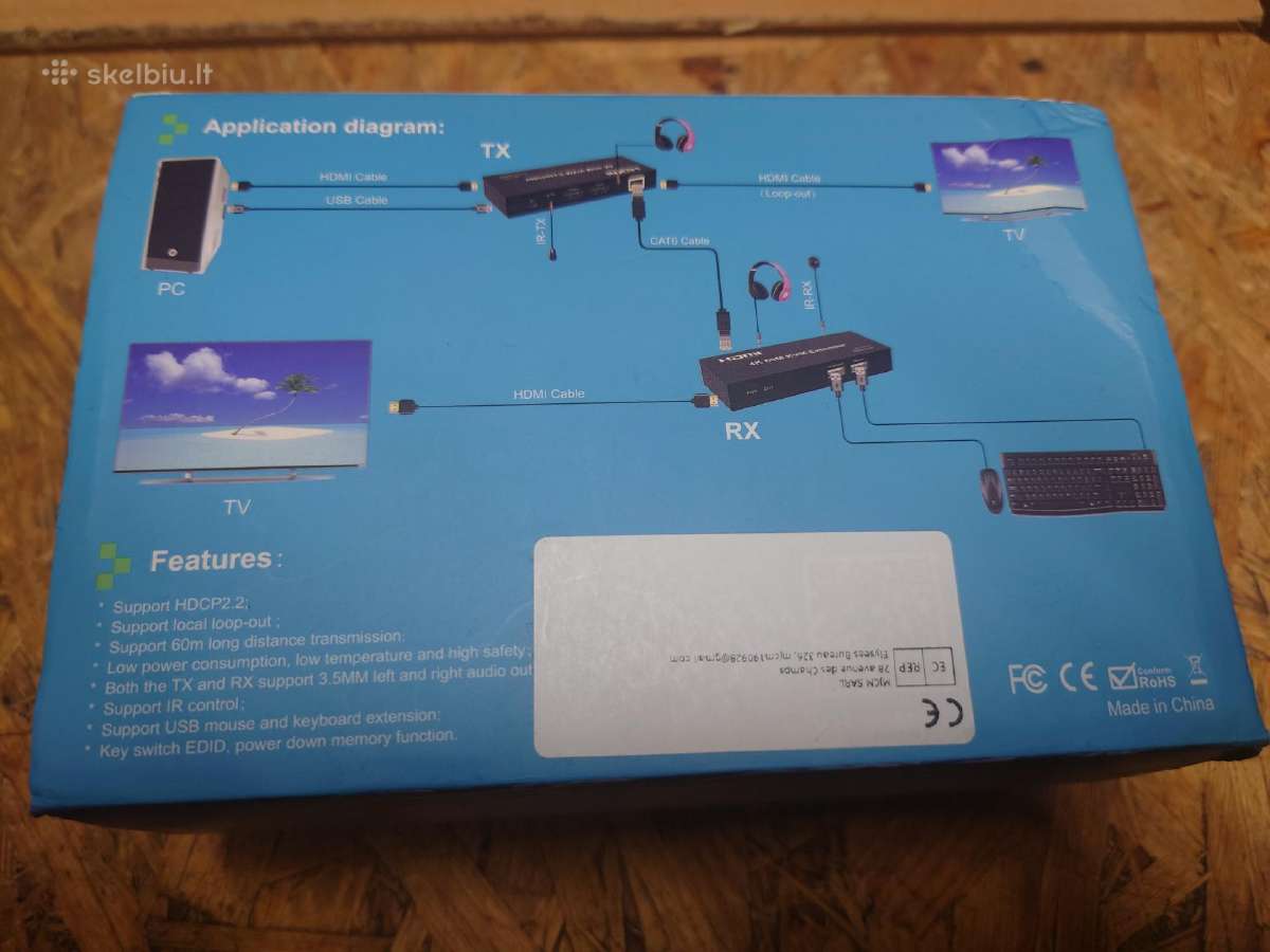 Hdmi Kvm Extender prailgintuvas per Utp kabelį - nuotraukos Nr. 2
