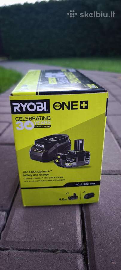 Ryobi One+ akumuliatorius 4ah + pakrovėjas, nauji. - nuotraukos Nr. 4