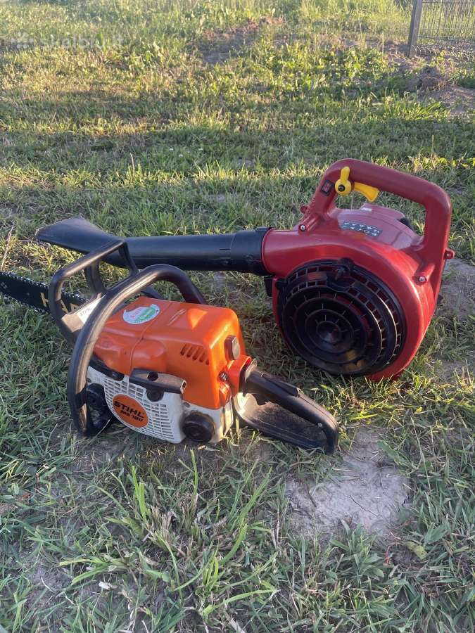 Stihl ms180 benzininis pjuklas ir oro pustuvas