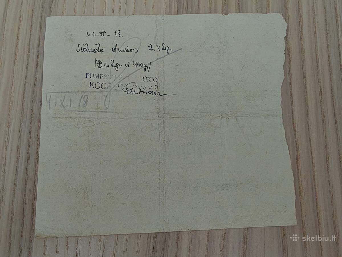 Lietūkis. Pašarų priėmimo kvitas. 1941 - nuotraukos Nr. 2