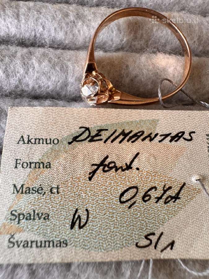 Auksinis žiedas su deimantu - nuotraukos Nr. 2