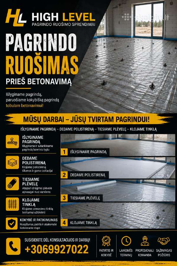 Ruošiame pagrindus betonavimui